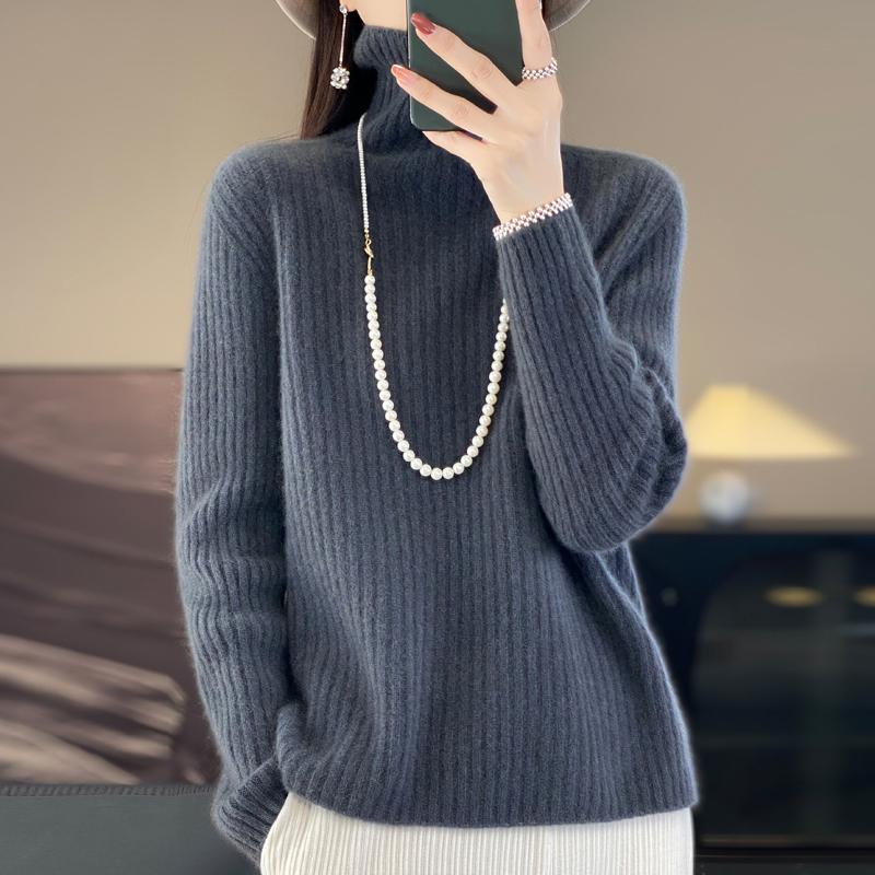 Women Sweater 100% Wool MODERN NEW SAGA Turtleneck Knit Pullover Thick Winter Jumpers Female Knit Tops