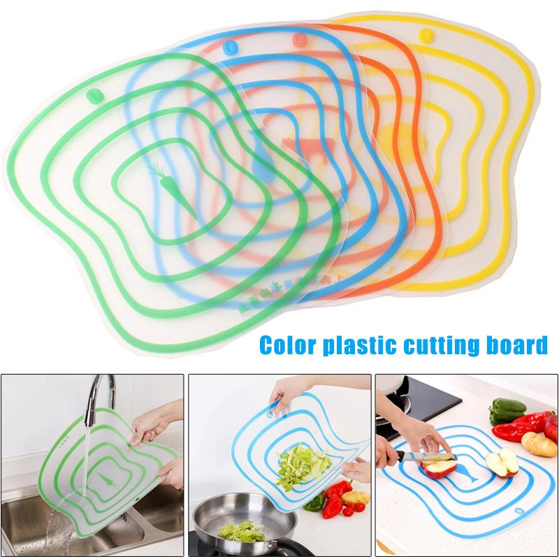 4Pcs Kitchen Non-Slip Plastic Cutting Boards Cut Chopping Board Non-Slip Plastic Transparent Colorful Frosted 4Pcs For Kitchen