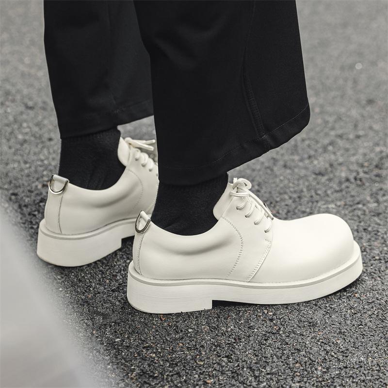 Frühling 2024 neue Herrenschuhe mit runder Spitze, trendig, vielseitig, im britischen Stil, niedriger Absatz, Arbeitsschuhe 166166-J