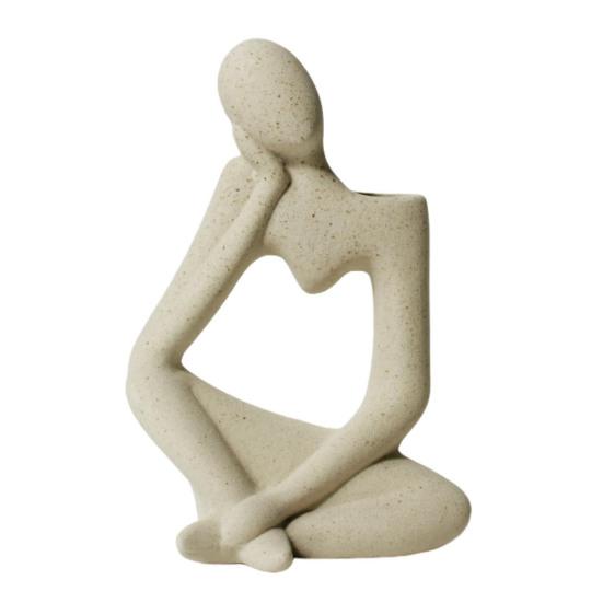 

Керамическая ваза «Мыслитель», ваза в форме сердца, выдолбленная в форме человека, абстрактная декоративная ваза для домашнего офиса, полки, дисплея