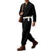 Men's Casual Linen Shirt and Curved Pants Matching 2 Piece Set for Daily Wear