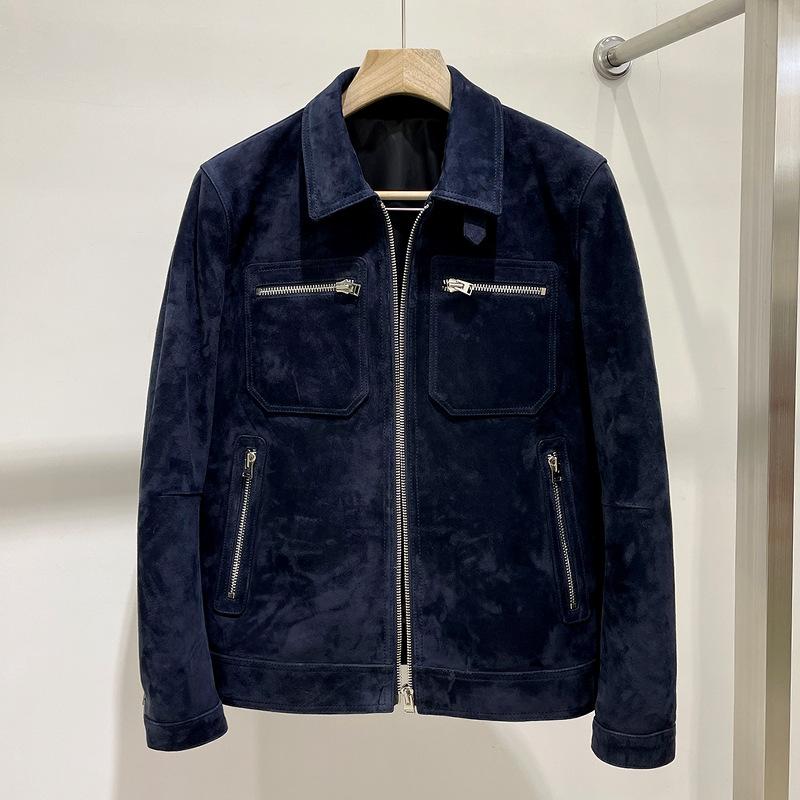 

Новая импортная короткая куртка из натуральной кожи ягненка, мужская куртка из британской замши, тонкая мотоциклетная куртка XL