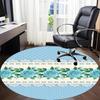 1pc Blue Rose Lace Pattern Office Round Rug, Carpet for Office, Gaming, Lightweight Round Floor Mat Yy260208029
