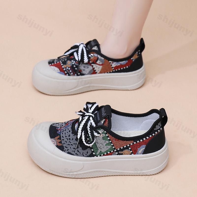 Fashion Autumn Women's Casual Shoes Comfortable Breathable Fashion Lace-Up Sneakers Lightweight Korean Platform Outdoor Canvas Shoes