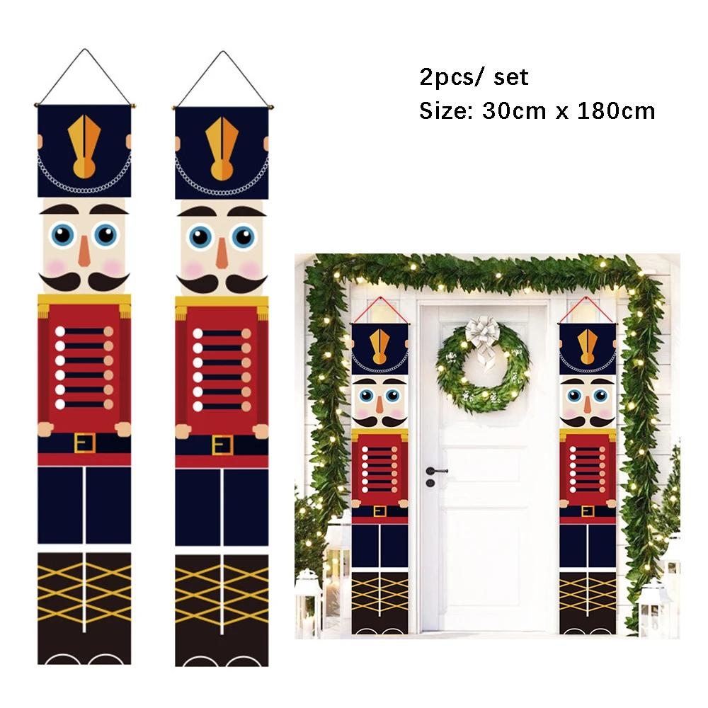 Christmas Door Hanging Banner Santa Claus Snowman Walnut Guards Merry Christmas Door Ornament Decoration New Year