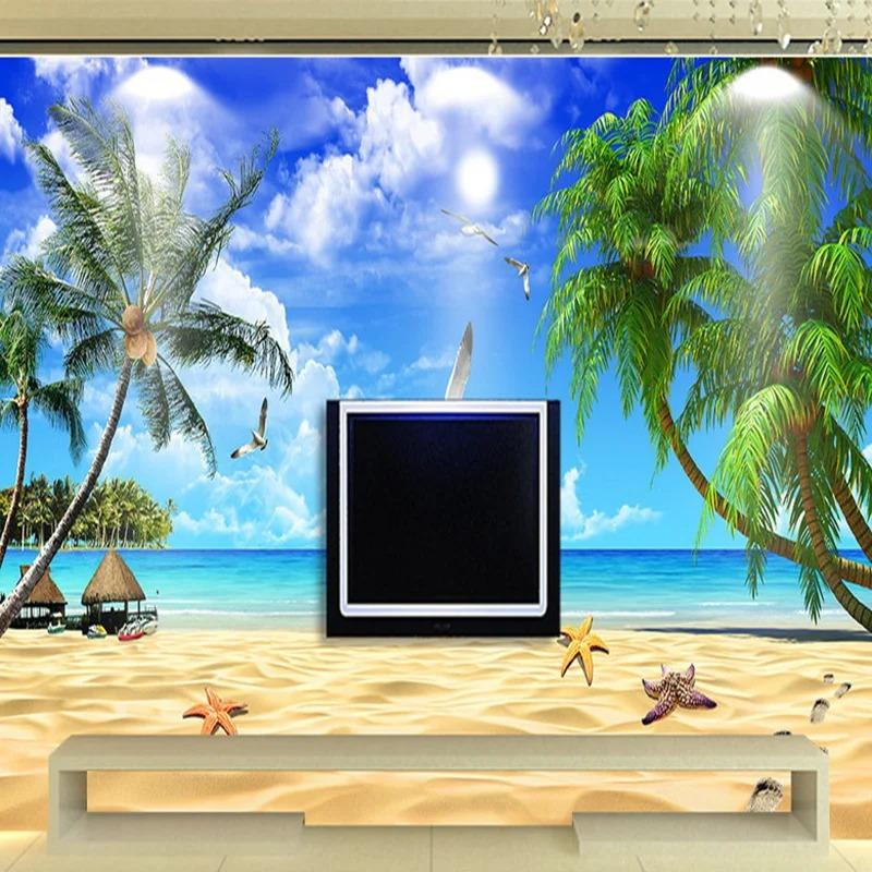 Modern 3d Wallpaper Beach Seaside Landscape Photo Wall Murals Living Room Tv Sofa Backdrop Wall Mural Home Decor