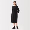 MUJI Women's Double-Knit 3/4 Sleeve Dress, Black, Size S, BB2RZA5S