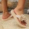 Fashion 2025 Fashion Flower Decor Flip Flops Women Summer Beach Non Slip Platform Slippers Woman Lightweight Flat Heels Clip Toe Sandals