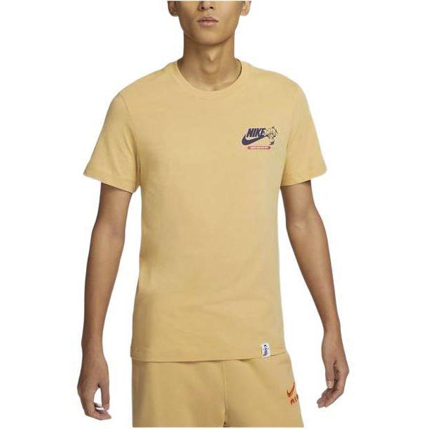 Nike Pattern Print Crew Neck Slim Fit Short Sleeve T-Shirt Men Tops Yellow FV3755-252