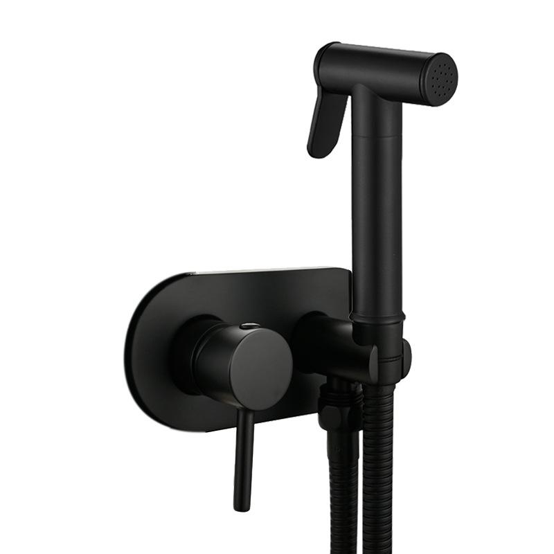 Matte Black Solid Brass (Copper Core) Handheld Bidet Sprayer - Wall-Mounted Health Faucet with Hose & Holder