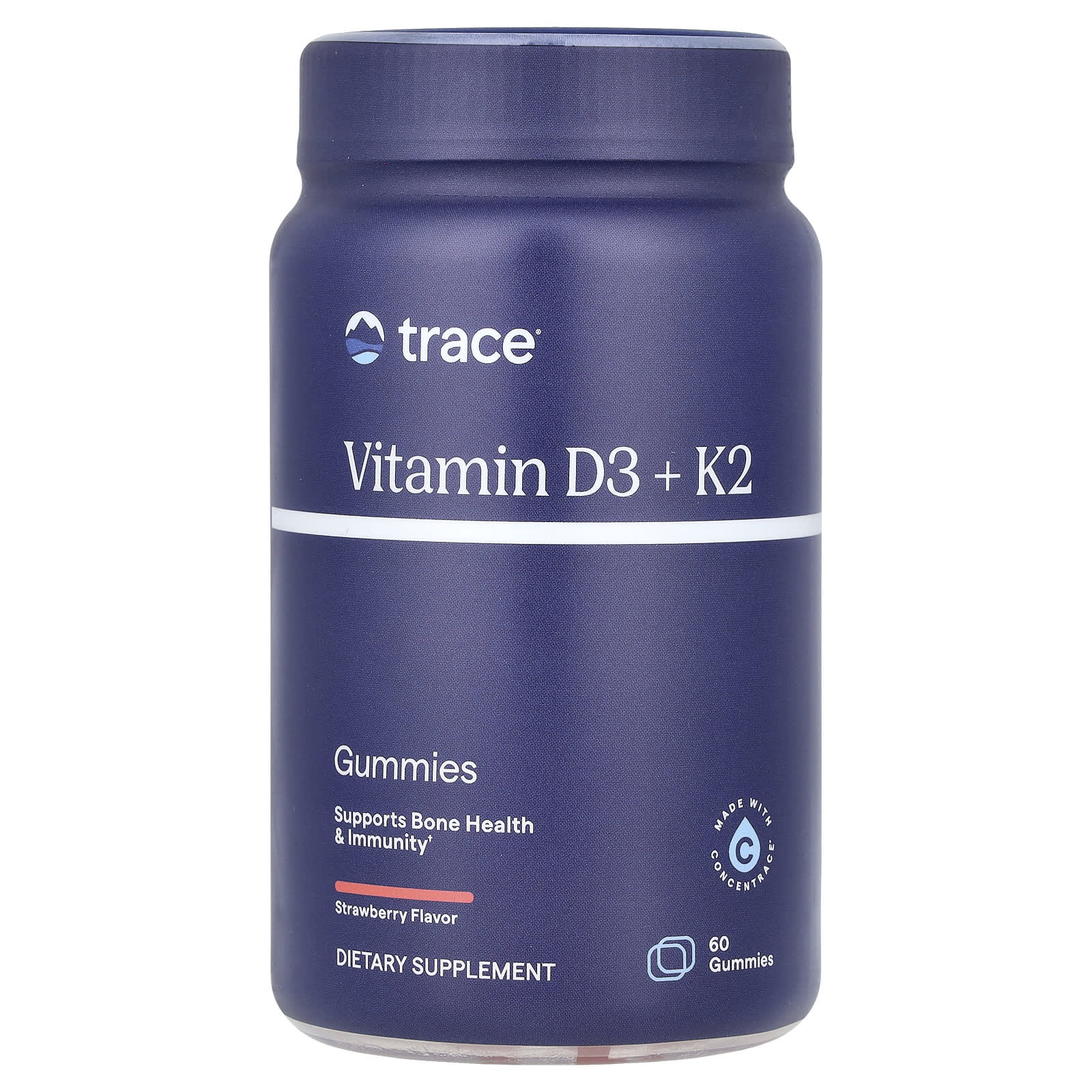 

Vitamin D3 + K2 Gummies, Strawberry Flavor, 60 Gummies