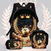 Large Capacity Schoolbag with Shoulder Strap; Student Three-piece Pencil Case Set