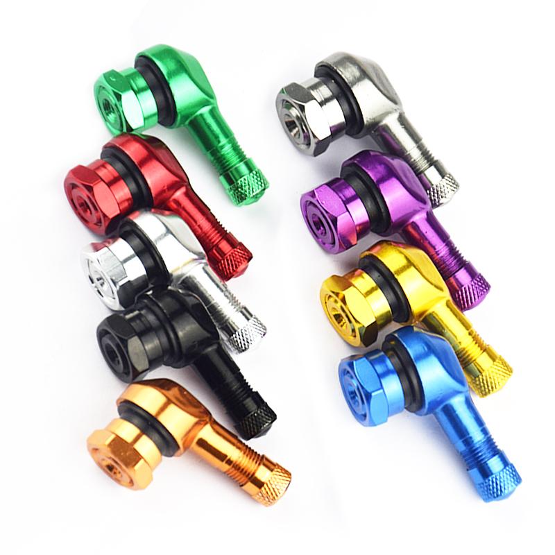 1 Pair Universal Motorcycle Wheel Tire Valves Stem Cap Air Tire Cover 90 Degree 17mm CNC Aluminum Tubeless Valve Stems 10 Color
