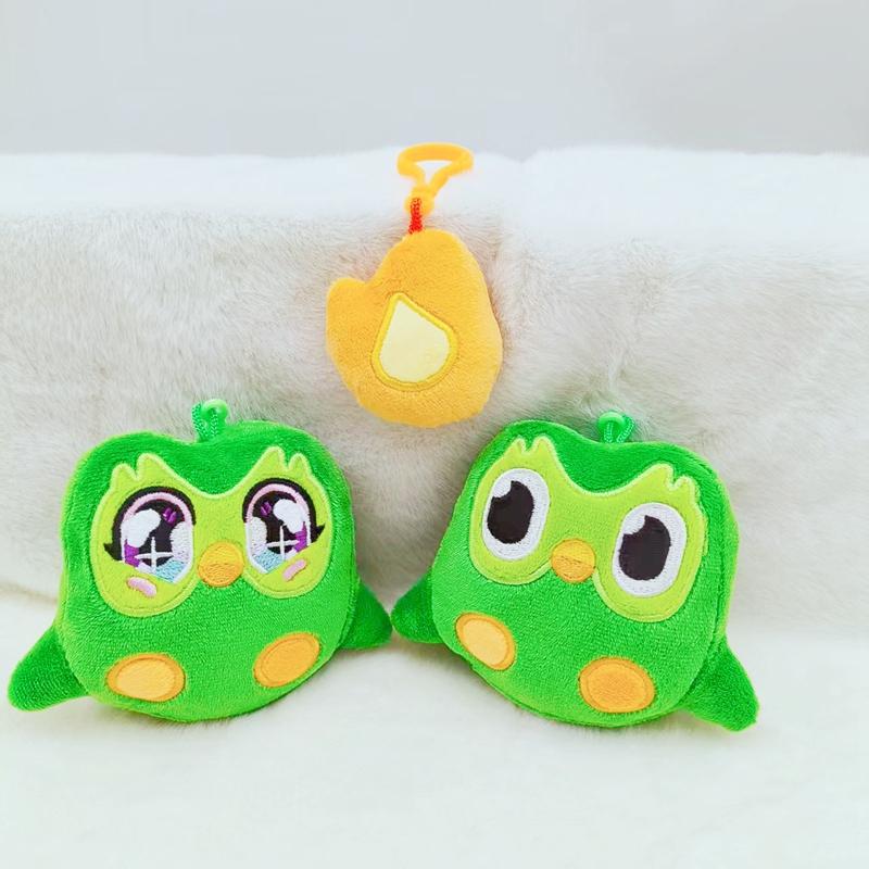 Soft Green Duo Plushie of Duo The Owl Cartoon Anime Plush Toy Scarf Bear, Flame Stuffed Animal Plushie Dolls Children Gift