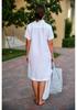 2022 European & American Style Cotton Linen Shirt Dress with Pockets and Buttons