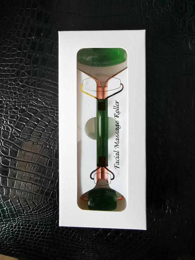 Podwójny wałek jadeitowy i skrobak Gua Sha do masażu twarzy dla relaksu i liftingu
