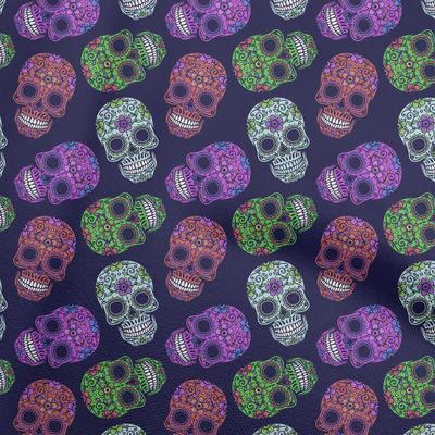 Cotton Flex Navy Blue Fabric Skull Sewing Material Print Fabric By The Yard 40 Inch