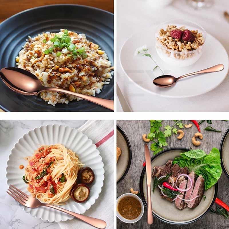 BORREY 24dílná sada nerezových příborů růžově zlatá příbory zlaté příbory jídelní sada nádobí západní jídelní sada nádobí