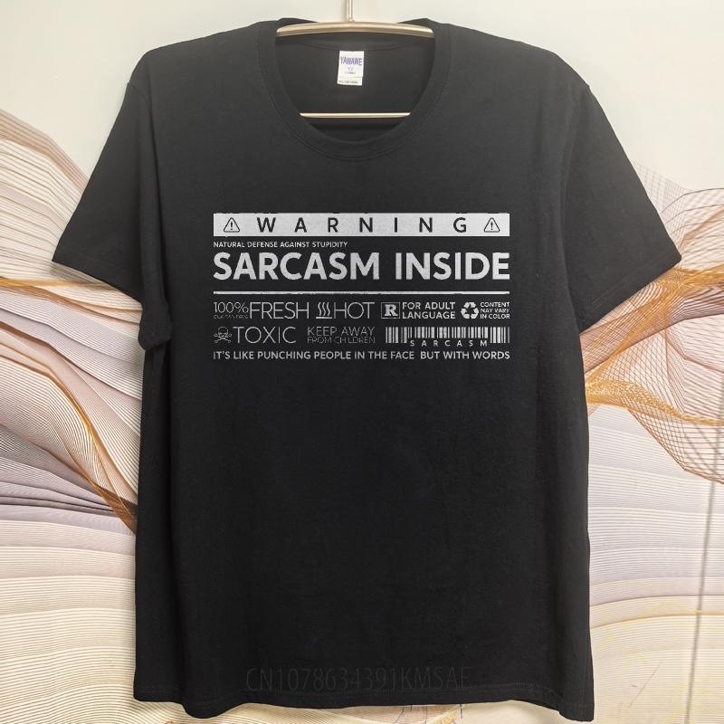 Retro Man Summer T Shirt Warning Sarcasm Inside Fresh Hot Toxic Keep Away Words Punching Face Short Sleeve Comfortable Round