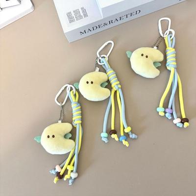 Kawaii Moon Plush Keychain: Cute Rope Knot Ornament & Doll Pendant