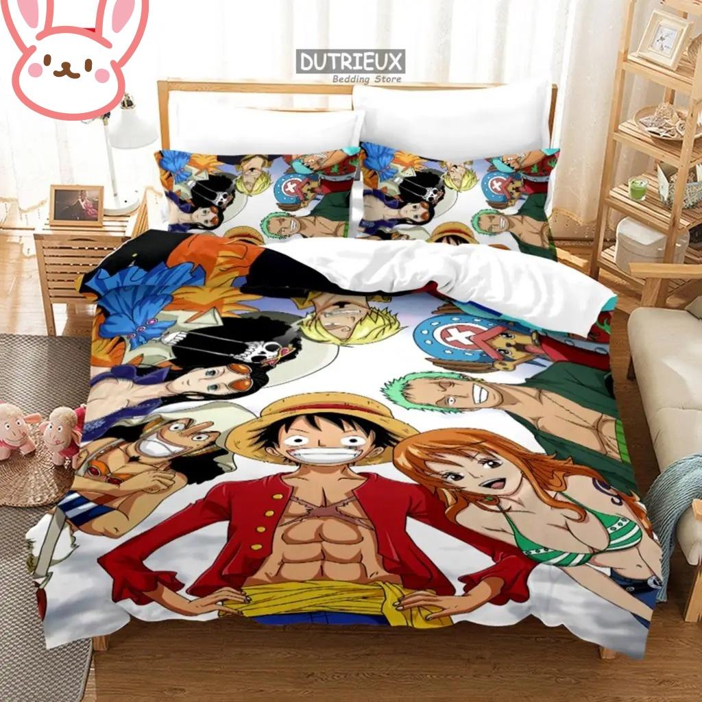 3D Heißer Verkauf Einteiliges Bettbezug-Set Luffy Sauron Anime Bettwäsche-Set Bettbezug mit 2 Kissenbezügen Schlafzimmer-Dekoration Teenager Beste Geschenke