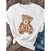 European Size Women's & ' Little Bear Alphabet A-T-Shirts - Soft Breathable Short Sleeve Round Neck with Cute Bear  Summer Outfits New 2026 Styles