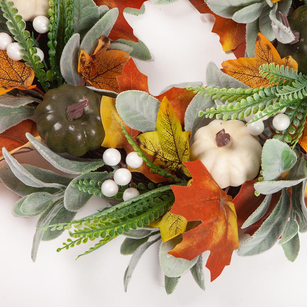 Stația Independence Coroană de Frunze de Arțar cu Dovleac Alb de Toamnă Festivalul Recoltei de Ziua Recunoștinței Coroană de Simulare de Toamnă Dovleac