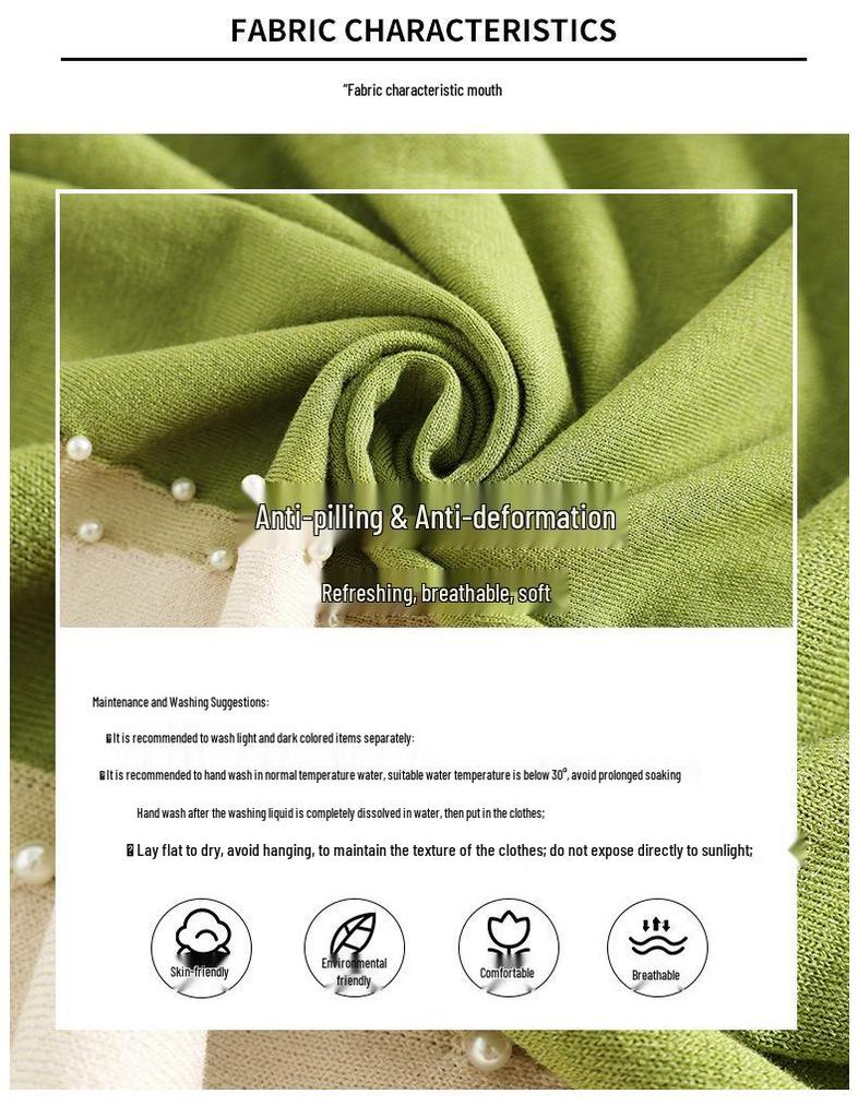 Ice Silk V-neck Summer T-shirt for Mothers and Elderly Women - Loose, Short-sleeved Knit Top