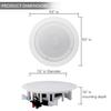Mountable Bluetooth Speakers of Output 8 Sensitivity Polymer Overall X Warranty Pyle Wall/Ceiling 2-Way 16.5cm (Set 2) RoundMaximum 250W, Ohm, 89dB,