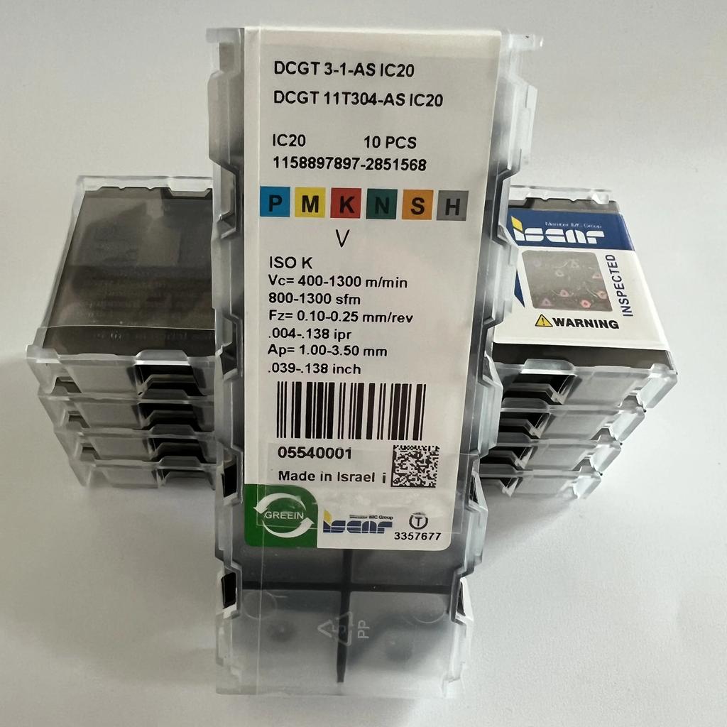 ISCAR / DCGT11T304-AS IC20 /Industrial indexable carbide inserts 10 Pcs