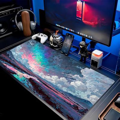 Large Gaming Mouse Pad XXL Vibrant Nebula Aurora Landscape Art Deskmat Rubber Non‑Slip Keyboard Table Mats Pc Gamer Mouse Mats