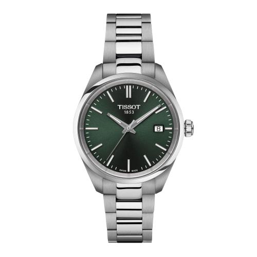 Tissot PR 100 Watch with Bracelet, Green Dial, Officially Imported, Women's, T1502101109100