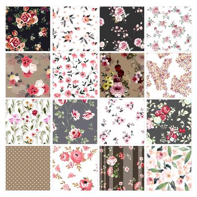 16-teiliges Fat-Quarter-Bündel, Blumendruck, 45,7 x 55,9 cm, DIY-Patchwork – vorgeschnittener Quiltstoff aus 100 Baumwolle, Weiß &