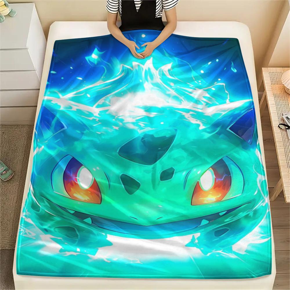 Bulbasaur Printed Flannel Blanket Warm Soft for Bed Sofa Couch Travel and Picnic.-TING
