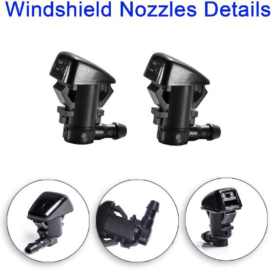 Windshield Washer Nozzles Kit for Jeep Grand Cherokee, Chevy Malibu, Pontiac G6, Saturn Aura | Includes 3M Fluid Hose & 6 Connectors | Replaces OEM #