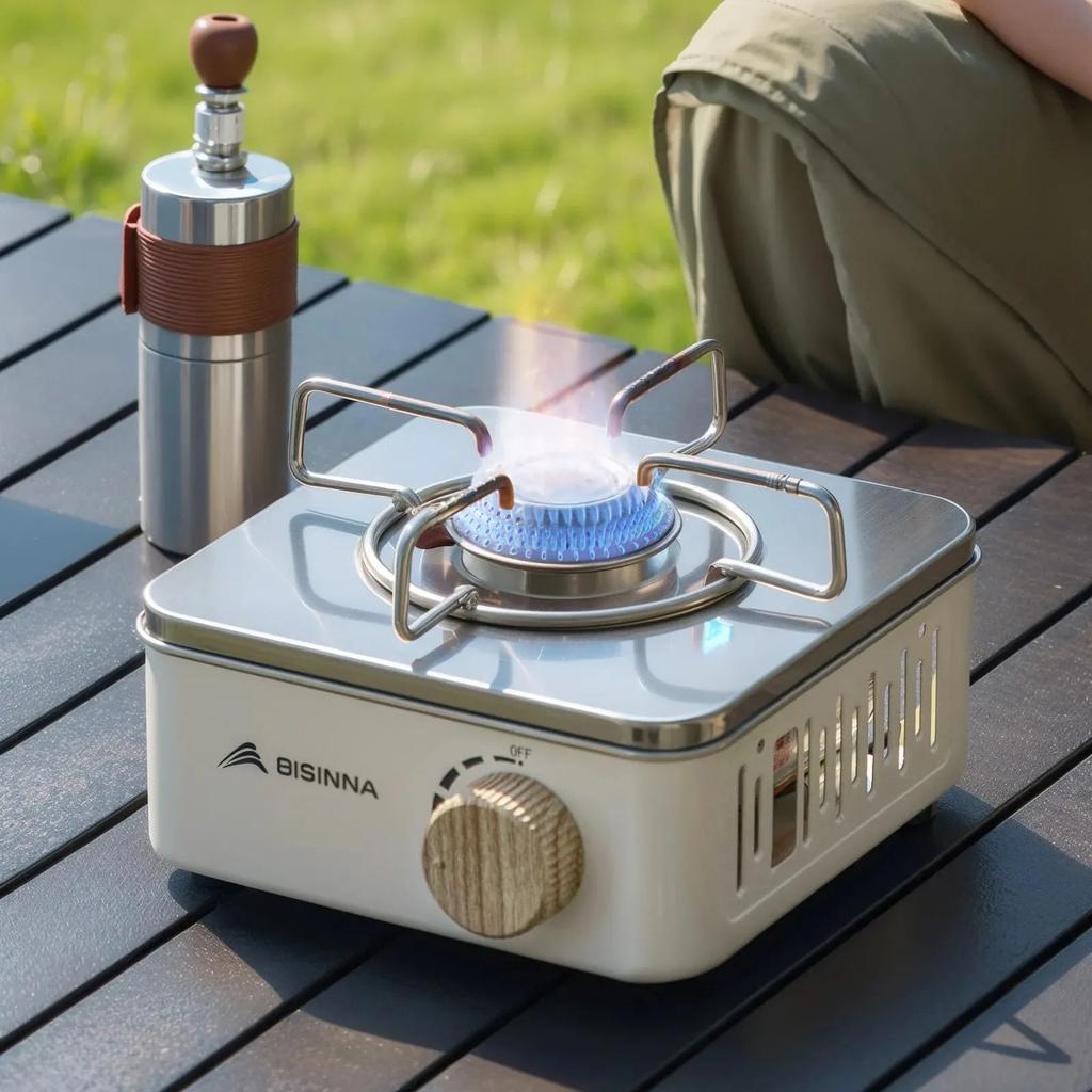 Portable Mini Butane Gas Stove Outdoor Camping Cooker/High Power 2800W Windproof, Adjustable Fire Lightweight/Compact