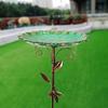 Vintage Iron Bird Bath Feeder Rust-proof Detachable Bowl Standing Birdbath Rustic 5 Claw Ground Food Dispenser Yard