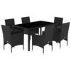 VidaXL Ensemble à manger de jardin et coussins 7 pcs noir rotin acacia 3278546