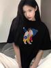 Summer 2025 Women's Loose Cartoon Print Pure Cotton T-Shirt