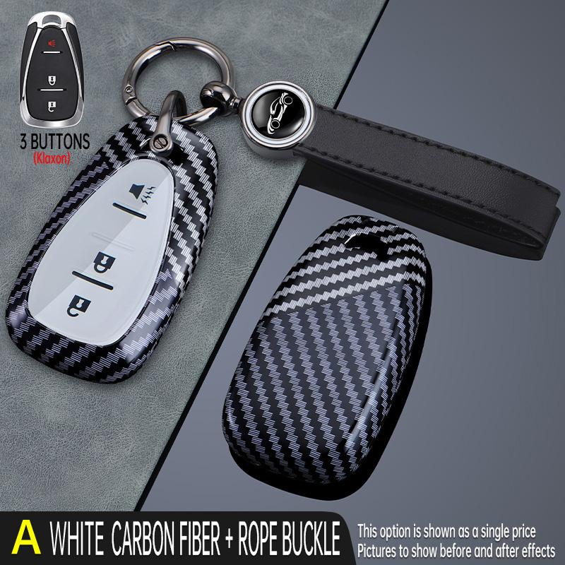 Copritasto in Fibra di Carbonio Custodia Guscio per Chiave Auto Chevrolet Onix Equino Cruze Spark Sonic Camaro Volt Bolt Malibu Blazer Traverse