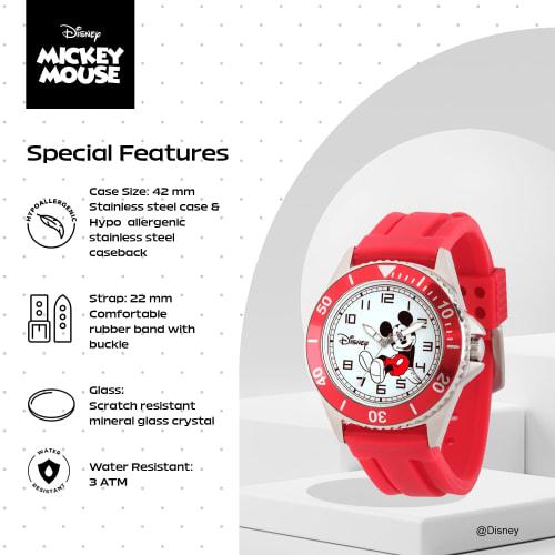 Disney Men's W002392 Mickey Mouse Watch with Red Band