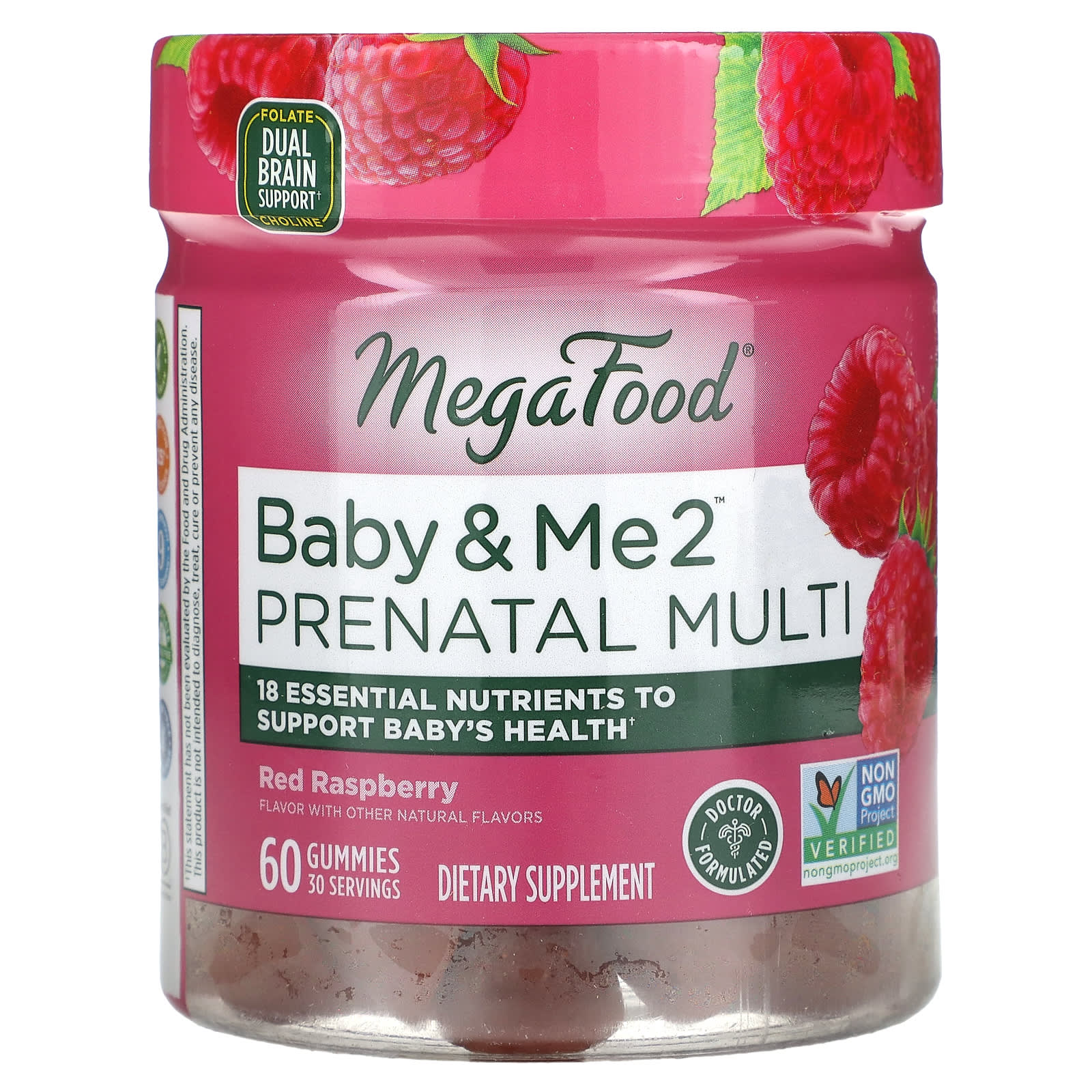 

MegaFood, Baby & Me 2, пренатальний мульти, червона малина, 60 гумок