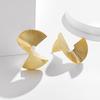 Retro Punk Irregular Spiral Fan Blade Clip Earrings Non Pierced for Women Exaggerated Metal Earrings Clips Jewelry