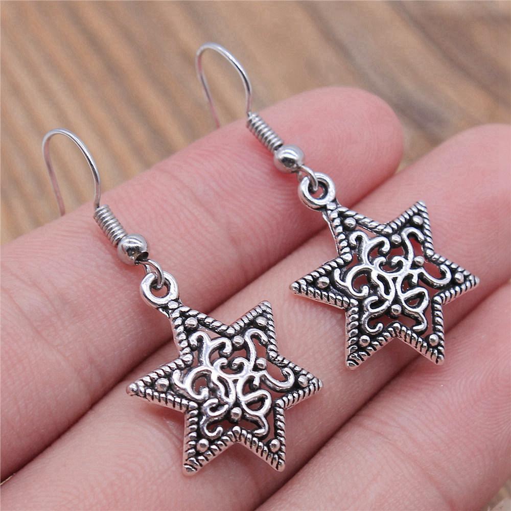 Drop & Dangle Earring Celtic Hexagram Kids' Jewelry MaterialsEarring Size 18x19mm QE006