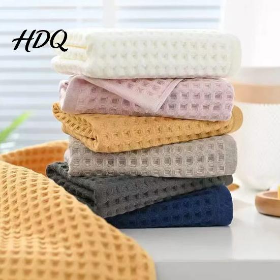 Lightweight Breathable Body Towel Cotton Waffle Towels Quick Dry Bath Soft Natural Guest Absorbent Travel for Bathroom Spa Gym Pool Luxury