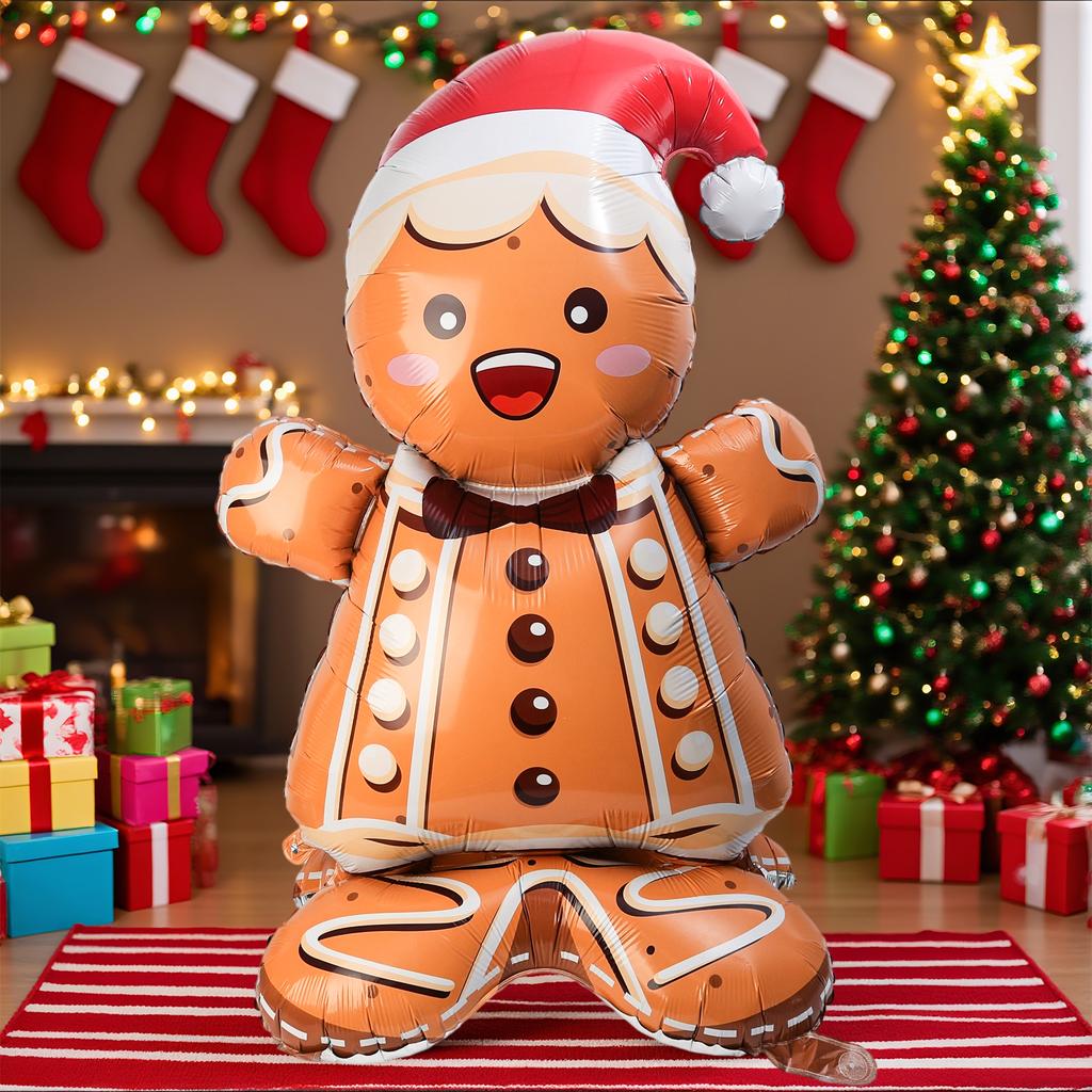 Large Standing Christmas Foil Balloon Xmas Tree Santa Claus Snowman Xmas Tree Inflatable Balloons Holiday Party Decor Kids Toys