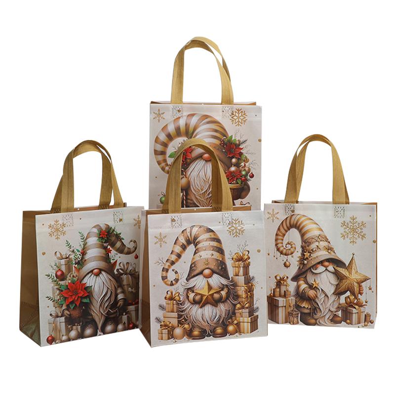 4-12pcs Christmas Gift Bag Santa Claus Non-Woven Tote Bag with Handle 2025 Christmas Decoration For Home New Year Kids Gift Wrap