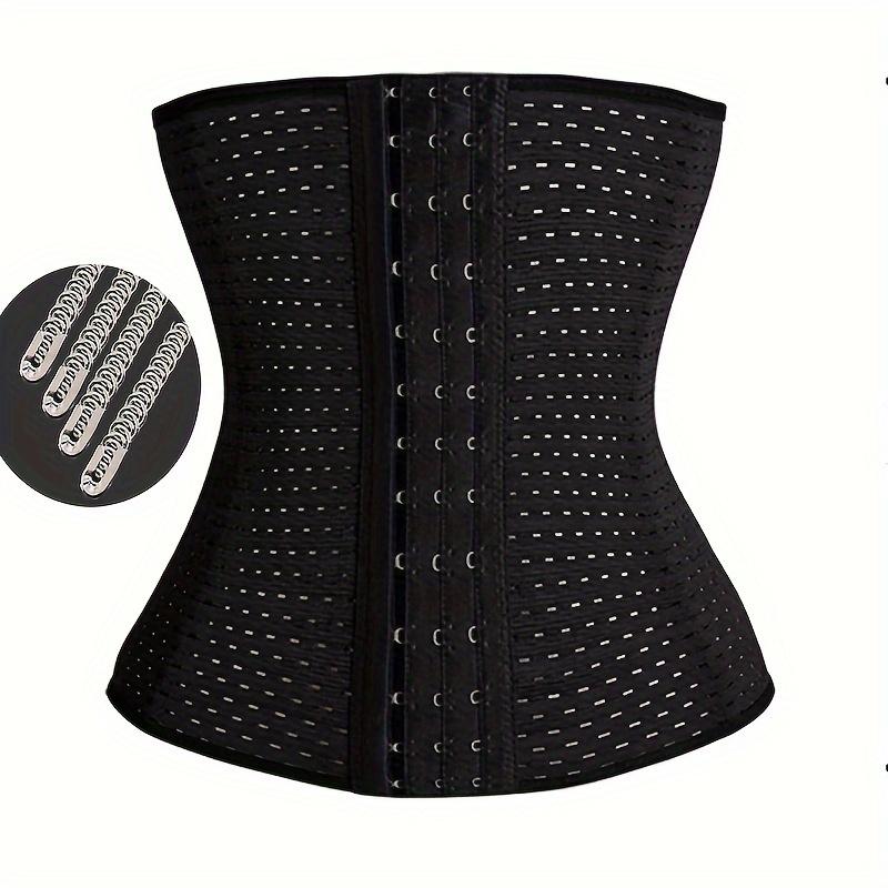 Breathable Mesh Waist Traine Slimming Body Shaper Belt with Triple-Row Hooks, Elastic Fitness & Postpartum Support, Seamless Design