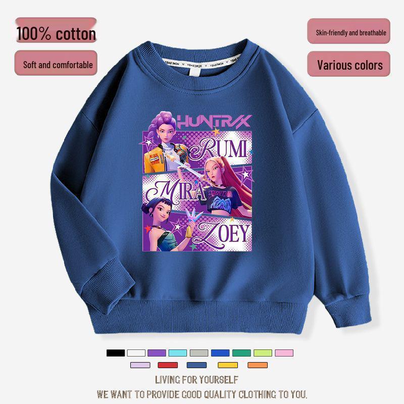 K-pop Monster Hunter Witch Girls' Hoodie - Stylish Autumn/Spring Round Neck Casual Top for Children