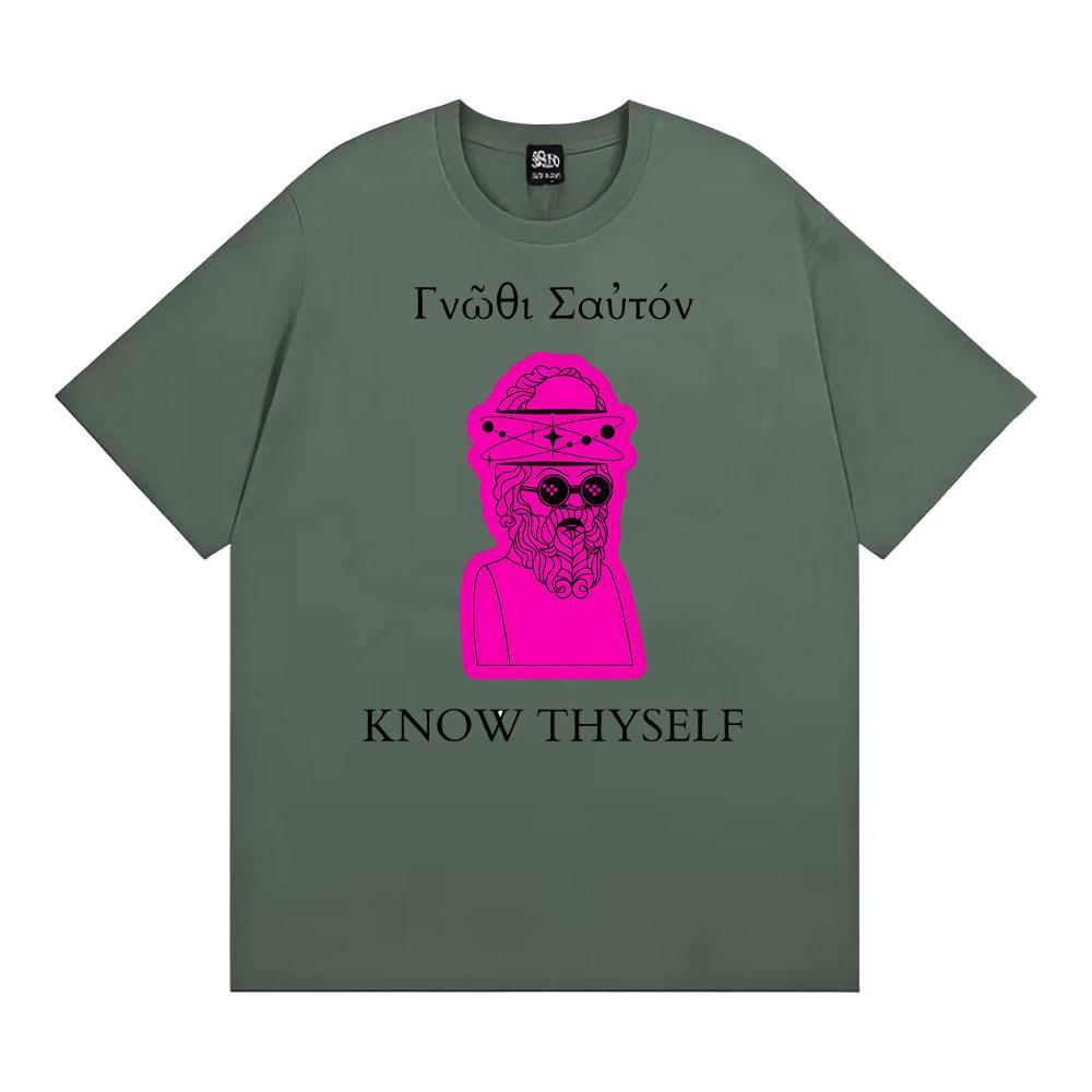 

Socrates Know Thyself Philosophy Teacher Stoic Quote TShirt Unisexs WOMEN Hot Sale Classic TShirt Oversized Short Sleeve T Shirts 4XL